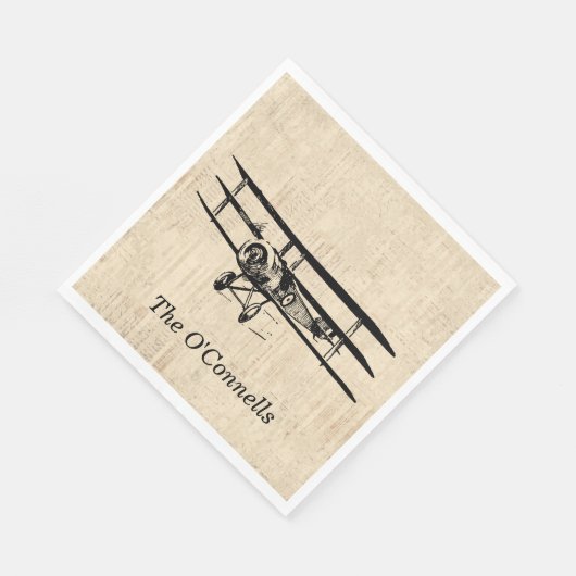 ヴィンテージ飛行機旧アンティーク飛行機名前をカスタムする スタンダードランチョンナプキン (角)