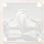 ヴィンテージ飛行機滑走路場面 ガラスコースター (裏面)