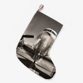 ヴィンテージ飛行機滑走路場面 スモールクリスマスストッキング (正面 (吊り時))