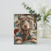 ヴィンテージ飛行機犬の冒険 ポストカード (スタンド正面)