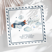 ヴィンテージ飛行機男の子のシャワーのナプキン スタンダードカクテルナプキン