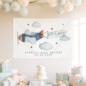 ヴィンテージ飛行機男の子のシャワーへようこそ 横断幕