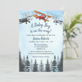 ヴィンテージ飛行機男の赤ちゃんベビーシャワー招待状 招待状 (スタンド正面)