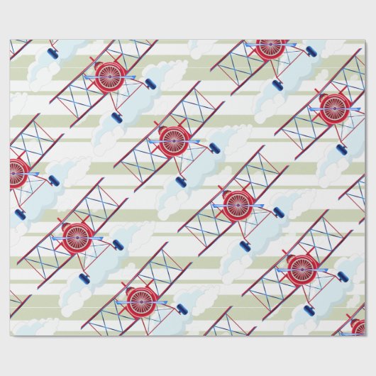 ヴィンテージ飛行機空力エアショー航空ストライプ機 ラッピングペーパー (フラット)