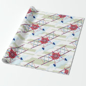 ヴィンテージ飛行機空力エアショー航空ストライプ機 ラッピングペーパー (アンロールド)