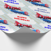 ヴィンテージ飛行機空力エアショー航空ストライプ機 ラッピングペーパー (角)