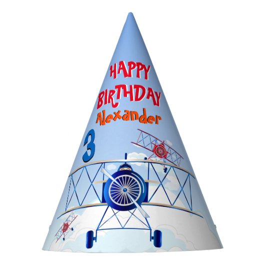 ヴィンテージ飛行機空力パーティー帽子 パーティーハット (正面)