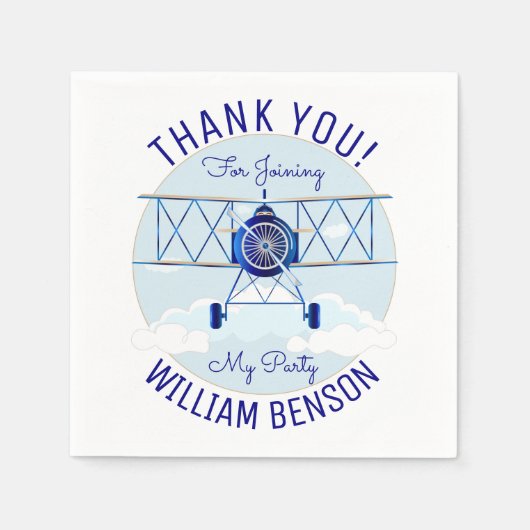 ヴィンテージ飛行機空軍飛行機誕生日会 スタンダードカクテルナプキン (正面)