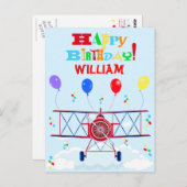 ヴィンテージ飛行機空軍飛行機風船 ポストカード (正面/裏面)