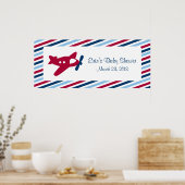 ヴィンテージ飛行機航空便ベビーシャワーバナー ポスター (キッチン)