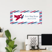 ヴィンテージ飛行機航空便ベビーシャワーバナー ポスター (ホームオフィス)