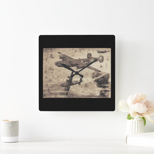 ヴィンテージ飛行機航空壁時計 スクエア壁時計 (ホーム)