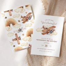 ヴィンテージ飛行機複葉機少年の誕生日パーティー