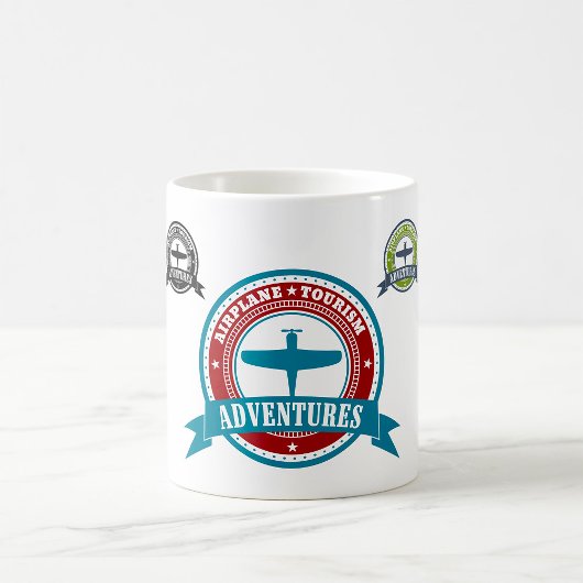 ヴィンテージ飛行機観光アドベンチャーロゴ航空 コーヒーマグカップ