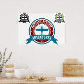 ヴィンテージ飛行機観光アドベンチャーロゴ航空 ポスター (キッチン)