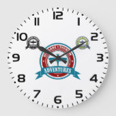ヴィンテージ飛行機観光アドベンチャーロゴ航空 ラージ壁時計 (正面)
