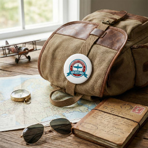 ヴィンテージ飛行機観光アドベンチャーロゴ航空 缶バッジ