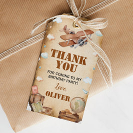 ヴィンテージ飛行機誕生日サンキューラベル ギフトタグ