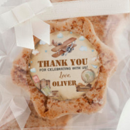 ヴィンテージ飛行機誕生日ステッカーラベル ラウンドシール