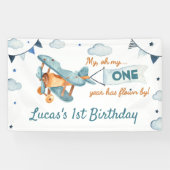 ヴィンテージ飛行機誕生日バナータイムフライ 横断幕 (横)