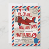 ヴィンテージ飛行機誕生日パーティー招待招待状 招待状 (正面)