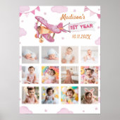 ヴィンテージ飛行機誕生日フォトマイルストーンポスター ポスター (正面)