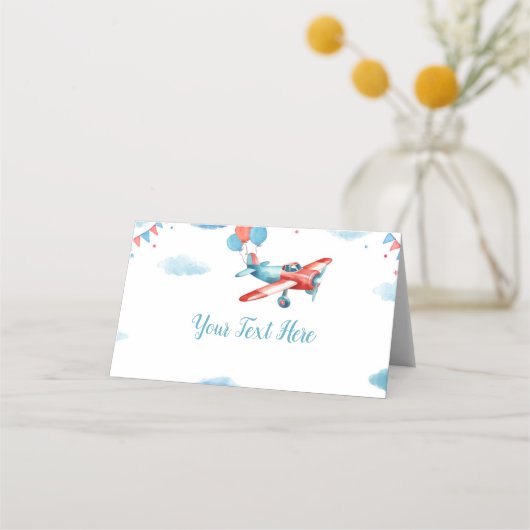 ヴィンテージ飛行機誕生日座席表 プレイスカード (正面)
