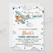 ヴィンテージ飛行機誕生日招待状タイムフライ 招待状 (正面)