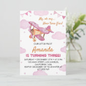 ヴィンテージ飛行機誕生日招待状タイムフライ 招待状 (スタンド正面)