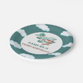 ヴィンテージ飛行機誕生日招待状タイムフライPap ペーパープレート (アングル)