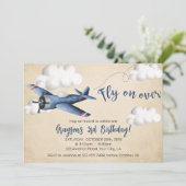 ヴィンテージ飛行機誕生日招待状ボーイ招待状 案内状 (スタンド正面)