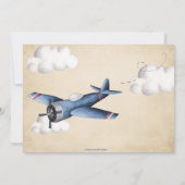 ヴィンテージ飛行機誕生日招待状ボーイ招待状 案内状 (裏面)