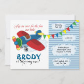 ヴィンテージ飛行機誕生日招待状 招待状 (正面)