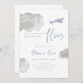 ヴィンテージ飛行機誕生日招待状 招待状 (正面/裏面)