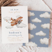 ヴィンテージ飛行機誕生日招待状 |飛行機 招待状