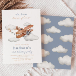 ヴィンテージ飛行機誕生日招待状 |飛行機 招待状