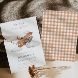 ヴィンテージ飛行機誕生日招待状 |飛行機 招待状