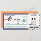 ヴィンテージ飛行機誕生日搭乗パスチケット 招待状 (正面/裏面)