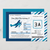 ヴィンテージ飛行機誕生日搭乗パスチケット 招待状 (正面/裏面)