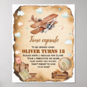 ヴィンテージ飛行機誕生日時間カプセル標識 ポスター (正面)