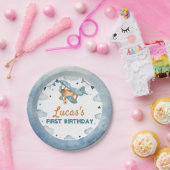 ヴィンテージ飛行機誕生日紙プレート ペーパープレート (パーティー)