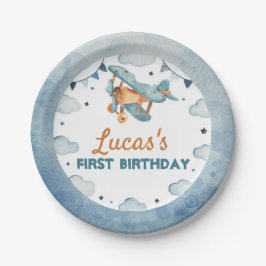 ヴィンテージ飛行機誕生日紙プレート ペーパープレート