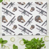 ヴィンテージ飛行機誕生日 キッチンタオル (折り畳み)