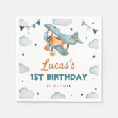 ヴィンテージ飛行機誕生日 スタンダードカクテルナプキン (正面)