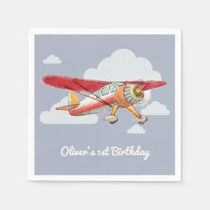 ヴィンテージ飛行機誕生日 スタンダードカクテルナプキン