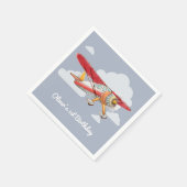 ヴィンテージ飛行機誕生日 スタンダードカクテルナプキン (角)