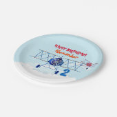 ヴィンテージ飛行機誕生日 ペーパープレート (アングル)