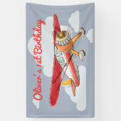 ヴィンテージ飛行機誕生日 横断幕 (縦)