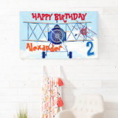 ヴィンテージ飛行機誕生日 横断幕 (インサイチュ)