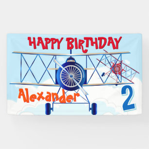 ヴィンテージ飛行機誕生日 横断幕
